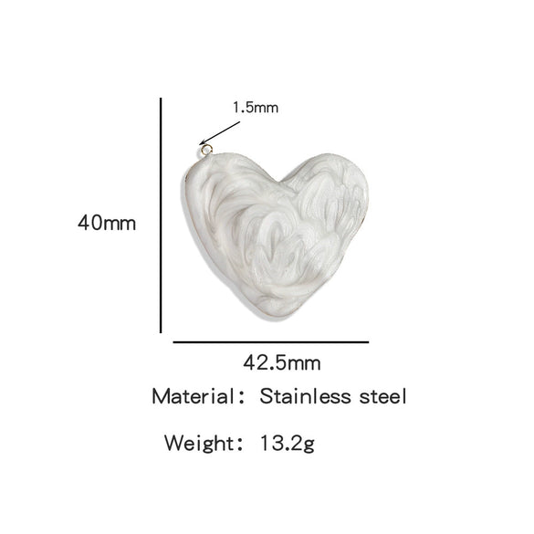 Heartshaped Stainless Steel Pendant With Dripping Oil Pattern For Jewelry Making