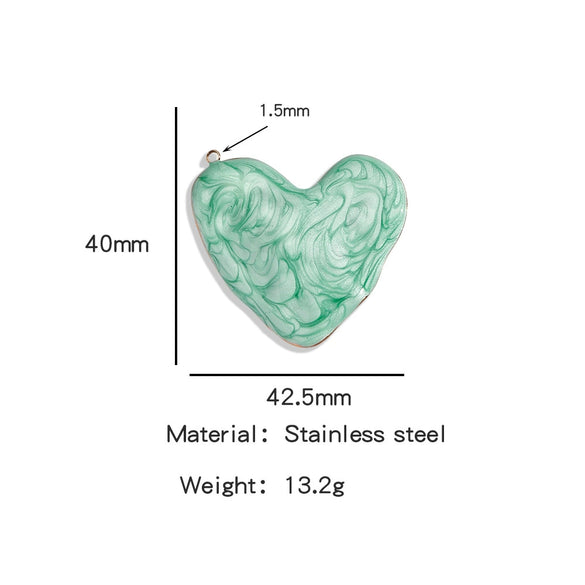 Heartshaped Stainless Steel Pendant With Dripping Oil Pattern For Jewelry Making