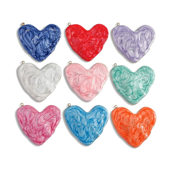 Heartshaped Stainless Steel Pendant With Dripping Oil Pattern For Jewelry Making