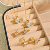 Heartshaped Zircon Angel Wings 316L Stainless Steel Plated Jewelry Set For Women