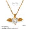 Heartshaped Zircon Angel Wings 316L Stainless Steel Plated Jewelry Set For Women