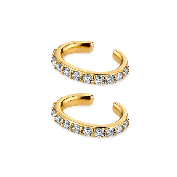 Heavy Industry Micropaved Zircon Earrings Copper Plated With Real Gold Geometric Light Luxury Style For Women Seiko