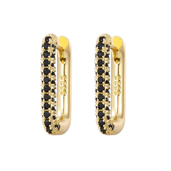 Heavy Industry Micropaved Zircon Earrings Copper Plated With Real Gold Geometric Light Luxury Style For Women Seiko