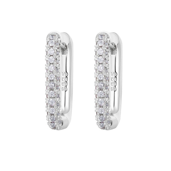 Heavy Industry Micropaved Zircon Earrings Copper Plated With Real Gold Geometric Light Luxury Style For Women Seiko