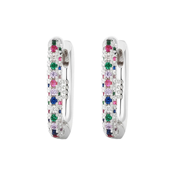 Heavy Industry Micropaved Zircon Earrings Copper Plated With Real Gold Geometric Light Luxury Style For Women Seiko