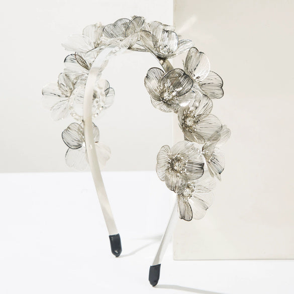 Heavyduty Floral Metal Headband Electroplated Hair Accessories For Women