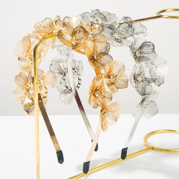 Heavyduty Floral Metal Headband Electroplated Hair Accessories For Women