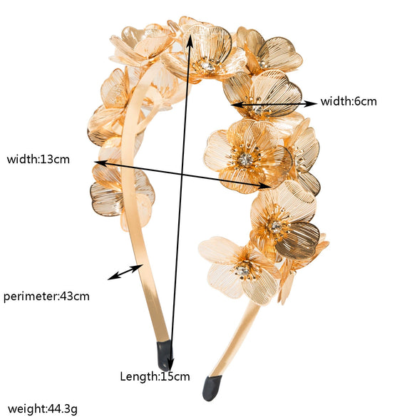 Heavyduty Floral Metal Headband Electroplated Hair Accessories For Women
