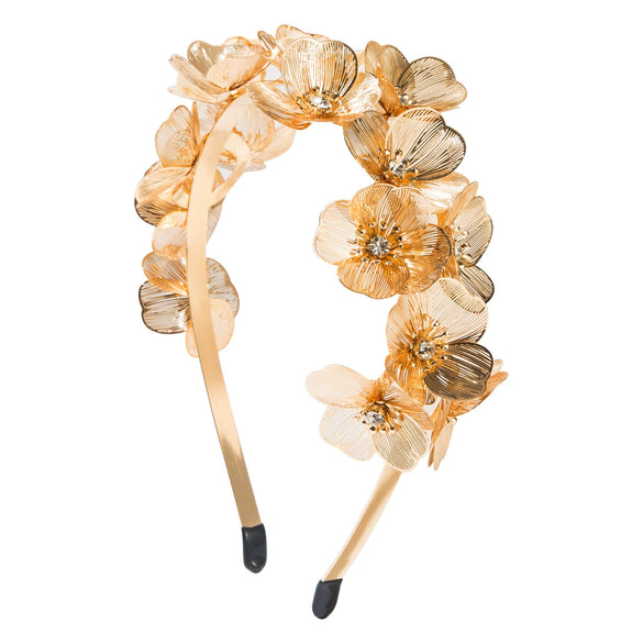 Heavyduty Floral Metal Headband Electroplated Hair Accessories For Women