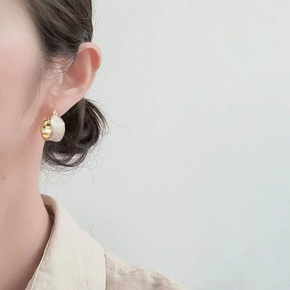 Herbal Style Geometric Copper 18K Gold Plated Drop Glaze Earrings For Women