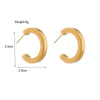 High End Design Sense Square Empty Tube C Shaped Titanium Steel Earrings With Geometric Pattern And Electroplating Treatment For Unisex