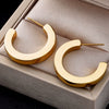 High End Design Sense Square Empty Tube C Shaped Titanium Steel Earrings With Geometric Pattern And Electroplating Treatment For Unisex