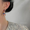 High End Retro Geometric Contrasting Color Enamel Drop Earrings For Women Electroplated Metal Statement Earrings