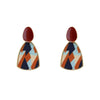High End Retro Geometric Contrasting Color Enamel Drop Earrings For Women Electroplated Metal Statement Earrings