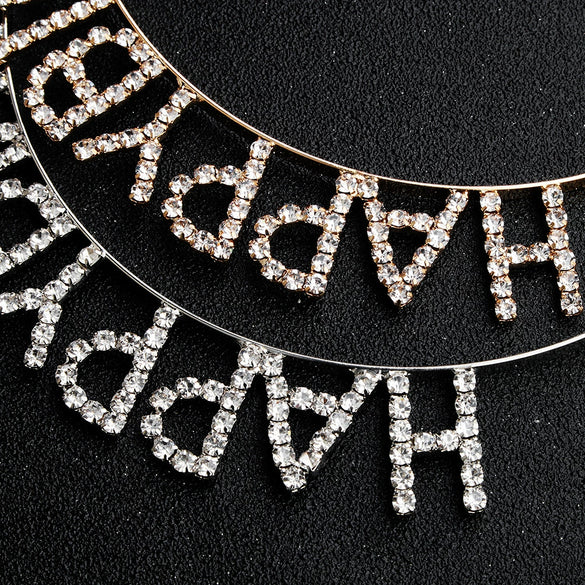 High End Rhinestone Children’s Headband With English Alphabet Letter Design Electroplated Party Hair Accessory