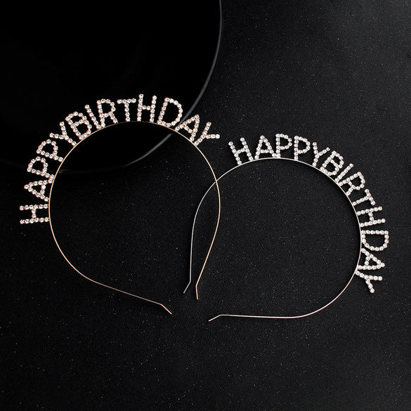High End Rhinestone Children’s Headband With English Alphabet Letter Design Electroplated Party Hair Accessory