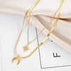 High End Women's Double Layer Clavicle Chain Necklace With Star And Moon Pendant Made Of Titanium Steel And Stainless Steel Geometric Pattern 18K Gold Plated Electroplated