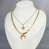 High End Women's Double Layer Clavicle Chain Necklace With Star And Moon Pendant Made Of Titanium Steel And Stainless Steel Geometric Pattern 18K Gold Plated Electroplated