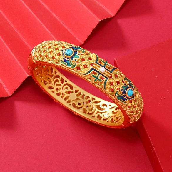 High Grade Double Layer Beijing Enamel Cloisonne Craft Electroplated Bracelet Accessories
