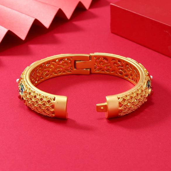 High Grade Double Layer Beijing Enamel Cloisonne Craft Electroplated Bracelet Accessories