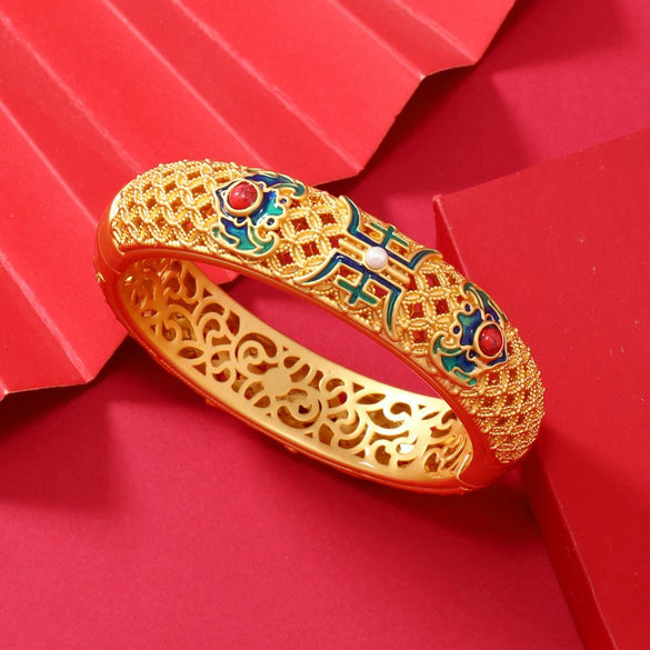 High Grade Double Layer Beijing Enamel Cloisonne Craft Electroplated Bracelet Accessories