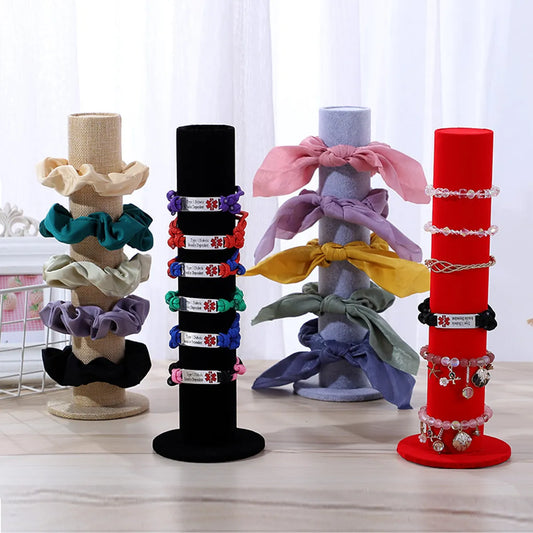 High-Grade Flannel Head Rope Rubber Band Head Flower Display Stand Bead String Watch Hair Band Bracelet Storage Rack Jewelry Store Chaotian Pillar