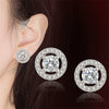 High Grade Jewelry Full Set With Round Earrings And Disc Micro Set Zircon Copper Material Crown Patterned Diamond Treated