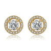 High Grade Jewelry Full Set With Round Earrings And Disc Micro Set Zircon Copper Material Crown Patterned Diamond Treated