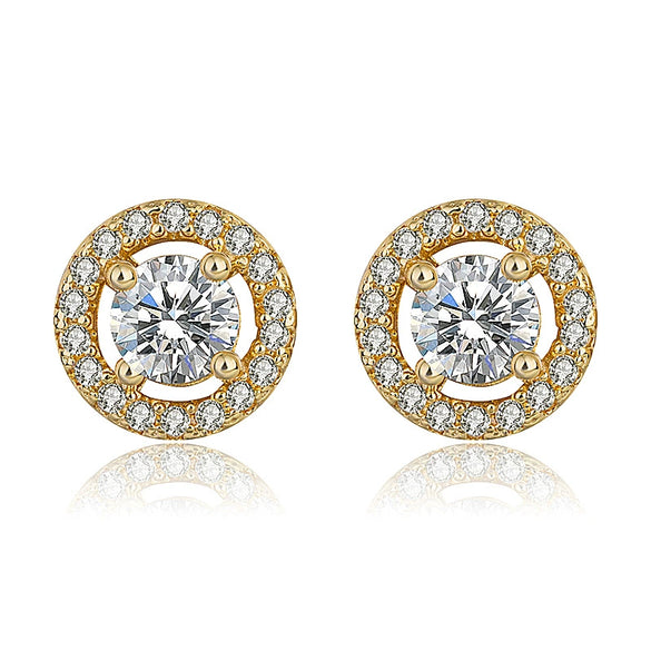 High Grade Jewelry Full Set With Round Earrings And Disc Micro Set Zircon Copper Material Crown Patterned Diamond Treated