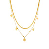 High Grade Small Flower Double Layer Women's Titanium Steel Necklace With Geometric Design And Box Chain