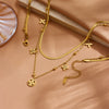 High Grade Small Flower Double Layer Women's Titanium Steel Necklace With Geometric Design And Box Chain