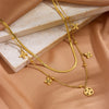 High Grade Small Flower Double Layer Women's Titanium Steel Necklace With Geometric Design And Box Chain