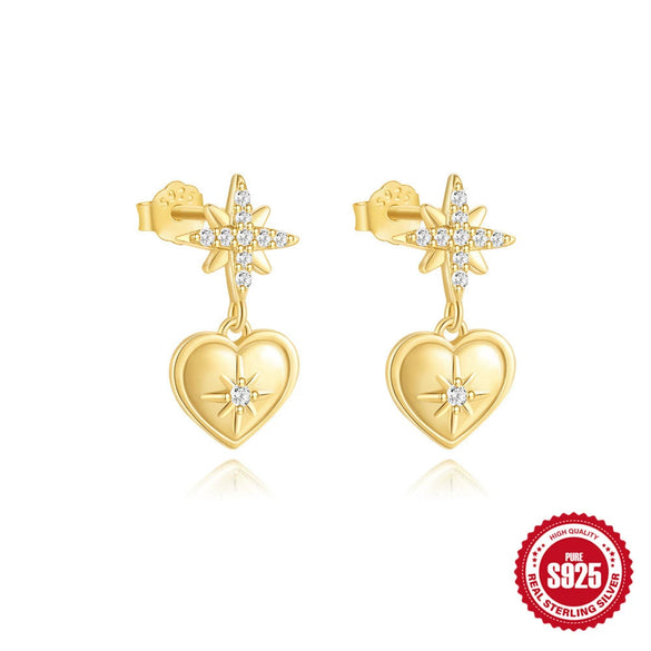 High Grade Square Double Ring Four Leaf Clover 925 Sterling Silver Women's Niche Fashion Elegant Personality All Match Earrings