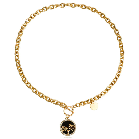 High Grade Stitching Imitation Fritillaria Pendant Necklace For Women Alloy Material Geometric Pattern Electroplating Treatment Twist Chain