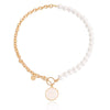 High Grade Stitching Imitation Fritillaria Pendant Necklace For Women Alloy Material Geometric Pattern Electroplating Treatment Twist Chain
