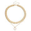 High Grade Stitching Imitation Fritillaria Pendant Necklace For Women Alloy Material Geometric Pattern Electroplating Treatment Twist Chain