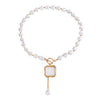 High Grade Stitching Imitation Fritillaria Pendant Necklace For Women Alloy Material Geometric Pattern Electroplating Treatment Twist Chain