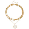 High Grade Stitching Imitation Fritillaria Pendant Necklace For Women Alloy Material Geometric Pattern Electroplating Treatment Twist Chain