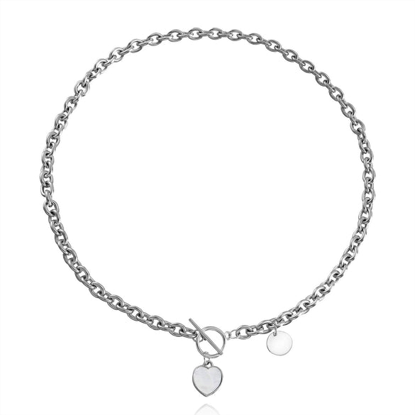 High Grade Stitching Imitation Fritillaria Pendant Necklace For Women Alloy Material Geometric Pattern Electroplating Treatment Twist Chain