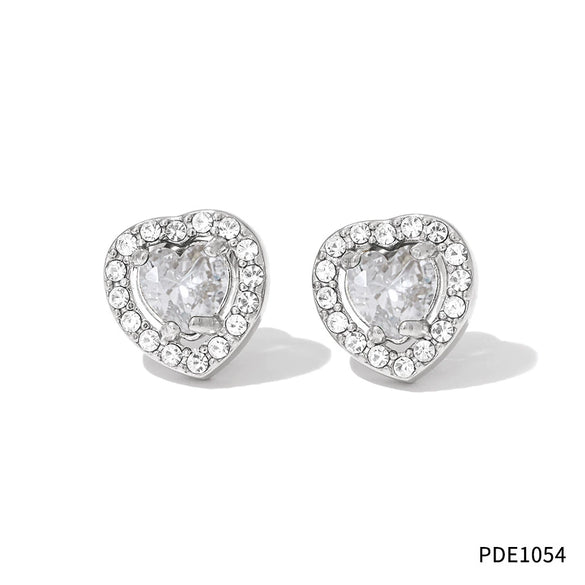 High Grade Women's Elegant Light Luxury Fashion Earrings In Heart And Geometric Shape Made Of Stainless Steel With Electroplating Design