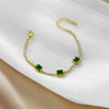 High Grade Women's Titanium Steel Bracelet With Green Diamond And Geometric Design Electroplated
