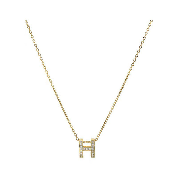 High Grade Women's Titanium Steel Letter H Necklace With Electroplating In Simple Cold Style All Match Clavicle Chain For Summer
