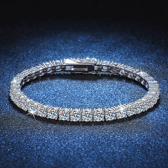 High Quality S925 Silver Platinum Plated Moissanite Light Luxury Geometric Tennis Bracelet With High Carbon Stone