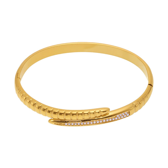 High Quality Super Flash Zircon Open Bracelet Stainless Steel 18K Gold Plated Jewelry