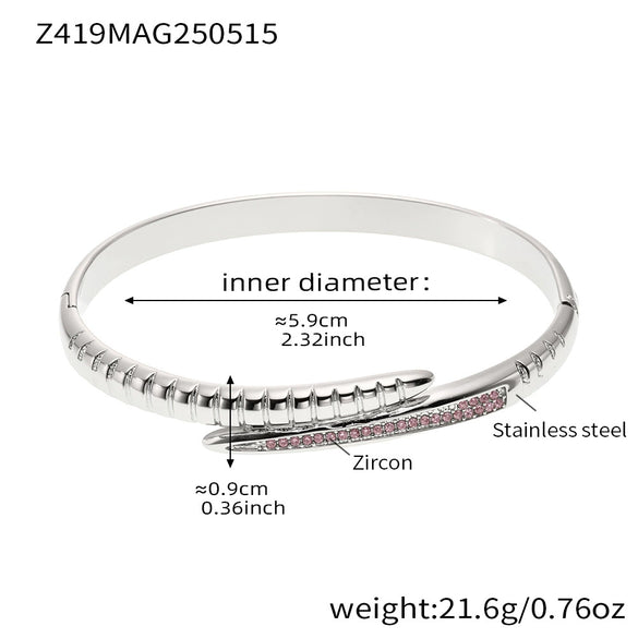 High Quality Super Flash Zircon Open Bracelet Stainless Steel 18K Gold Plated Jewelry