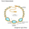 High Quality Transparent Drop Shaped Czech Glass Stone Bracelet In Stainless Steel With Geometric Pattern And Electroplating For Women