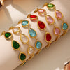 High Quality Transparent Drop Shaped Czech Glass Stone Bracelet In Stainless Steel With Geometric Pattern And Electroplating For Women