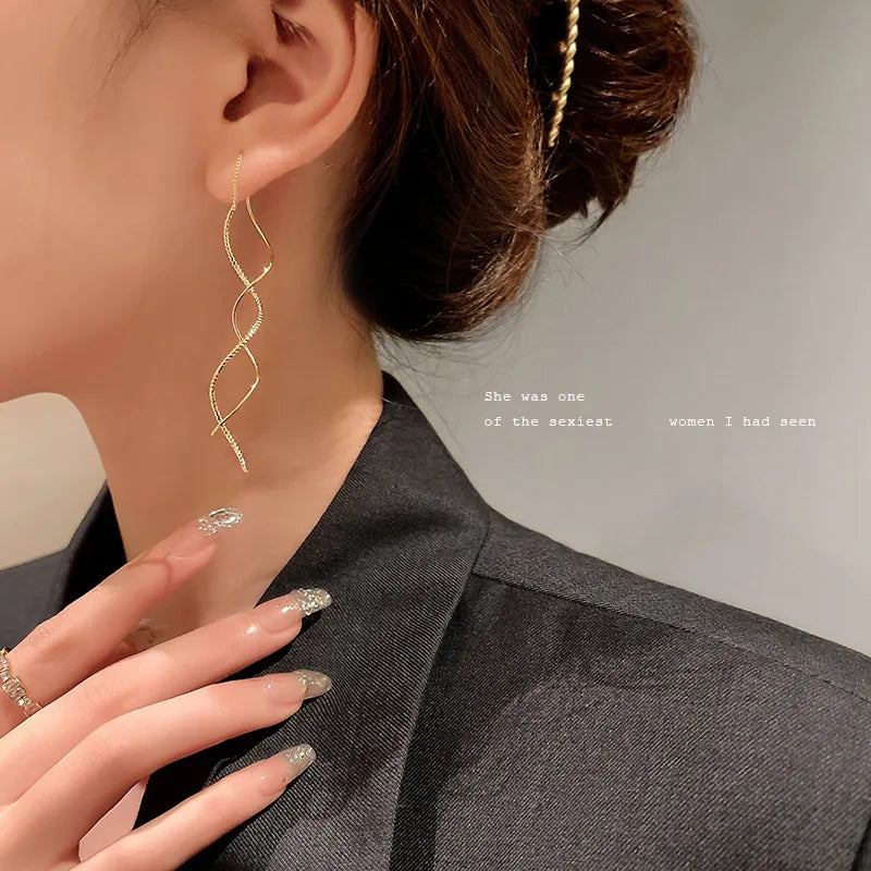 High Sense Hanging Earrings 2023 New Trendy Korean Temperament Earrings Long Tassel Affordable Luxury Fashion Earrings Eardrops Women