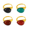 High Texture Multi Color Water Drop Resin Stainless Steel Opening Adjustable Ring With Electroplating For Women