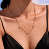 High Textured Pink Freshwater Pearl Collarbone Necklace In Stainless Steel With Geometric Shape And Electroplating For Women